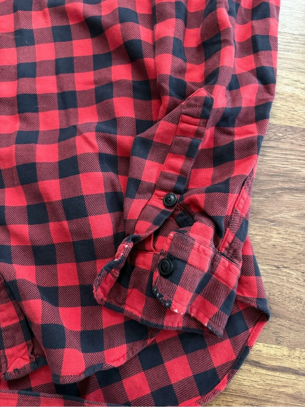 Red Black Plaid Button-Front Shirt